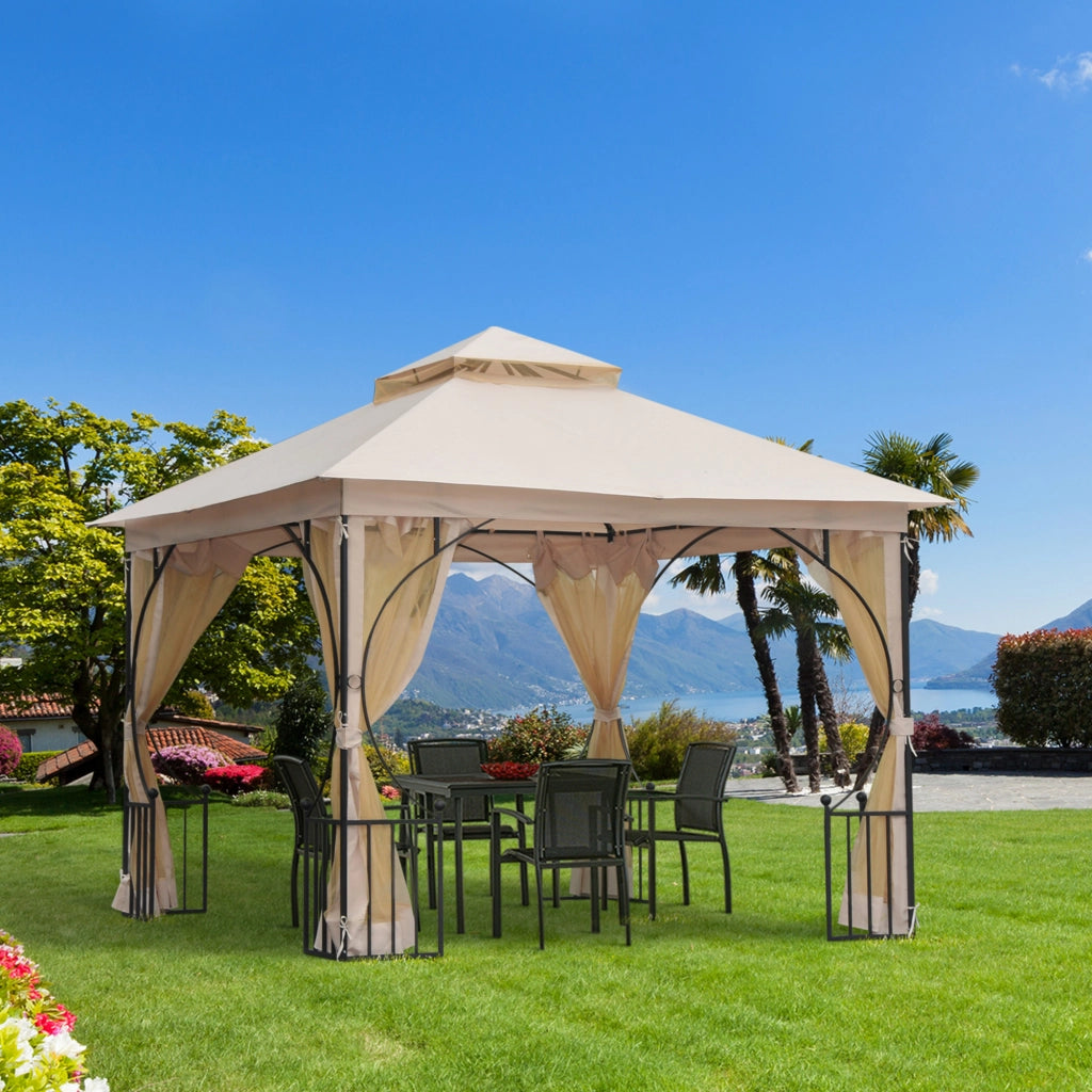 Gazebo da giardino ¨C Minimal ¨C beige e nero 295x295x275 cm