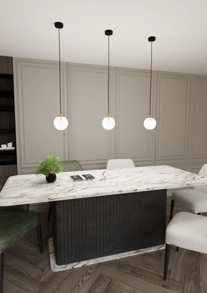 Lampada sospesa Emibig Royal vetro bianco oro E14 Ø14