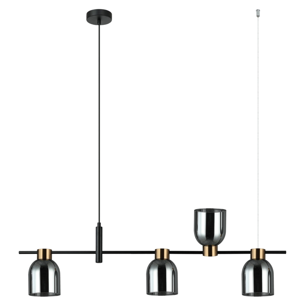 Lampada sospensione Servio Italux nera grafite 4xE14