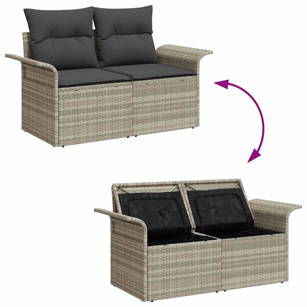 Set Divano da Giardino 7 pcs Grigio chiaro Poly Rattan