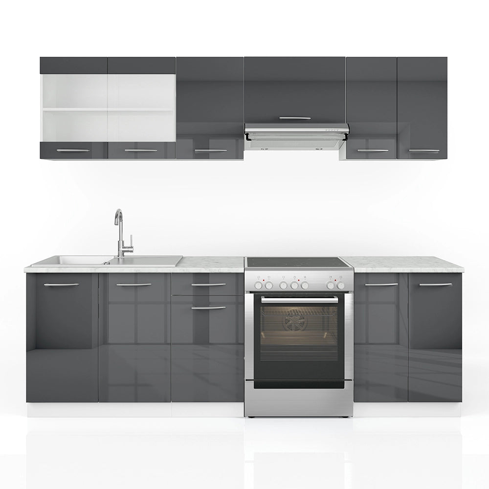 Vicco Cucina componibile Antracite 240 cm , PL Marmo