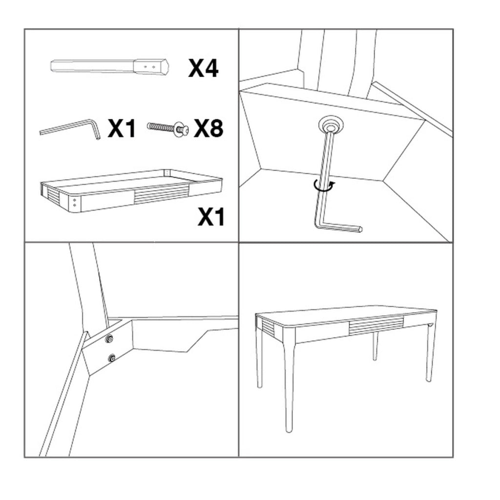 Tavolo VKH572, Bianco, Legno, 180x60x80 cm