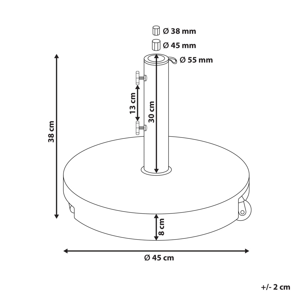 Base per ombrellone da giardino rotondo in granito grigio ⌀ 45 cm stile moderno
