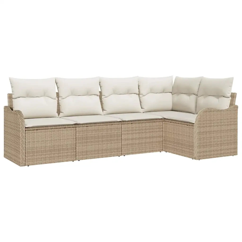 Set Divano da Giardino con archiviazione 5 pcs Beige polyrattan 3354370