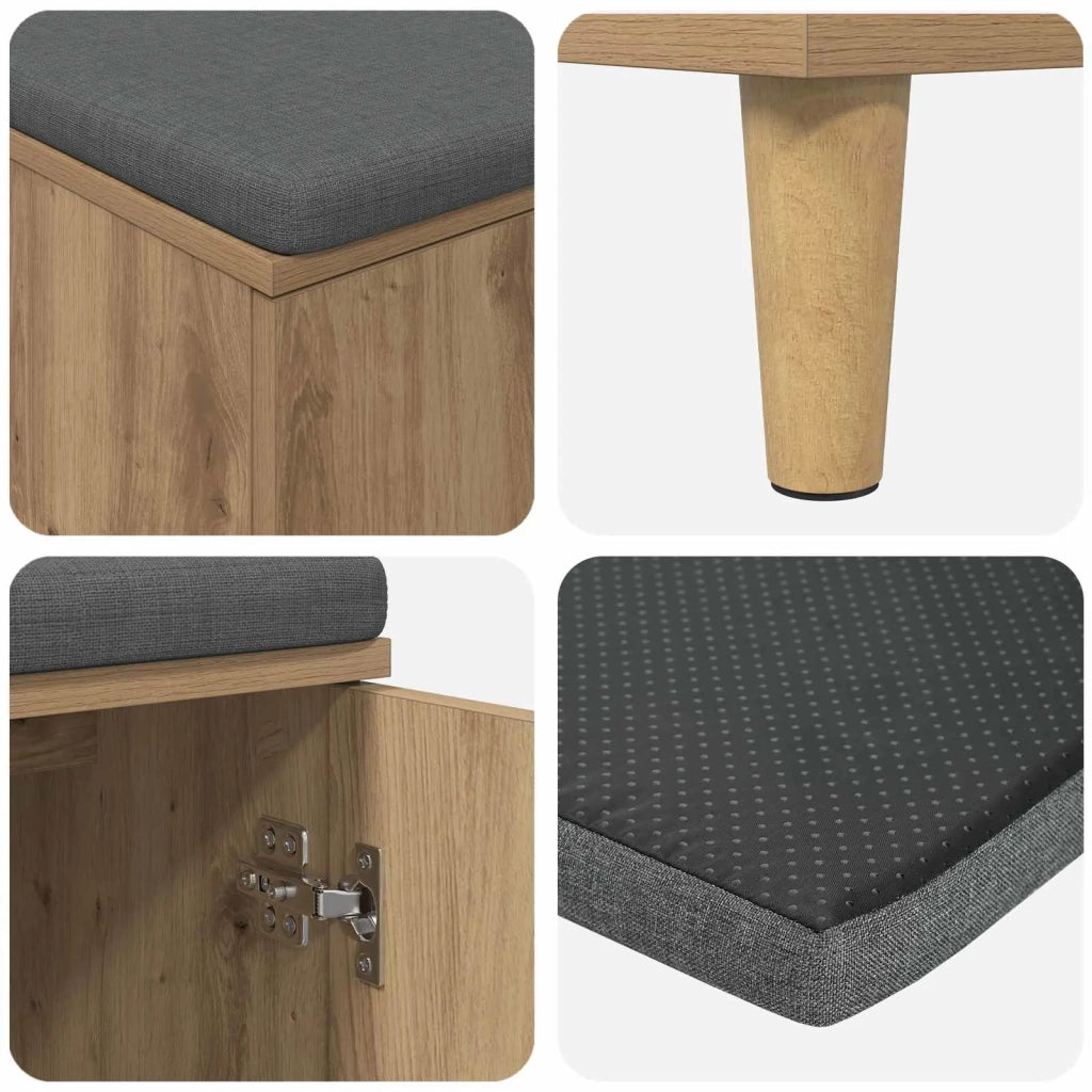 Panca per ingresso con porta-Sgabello-Panca da Corridoio Rovere artigianale 60 x 38 x 46 cm 323193