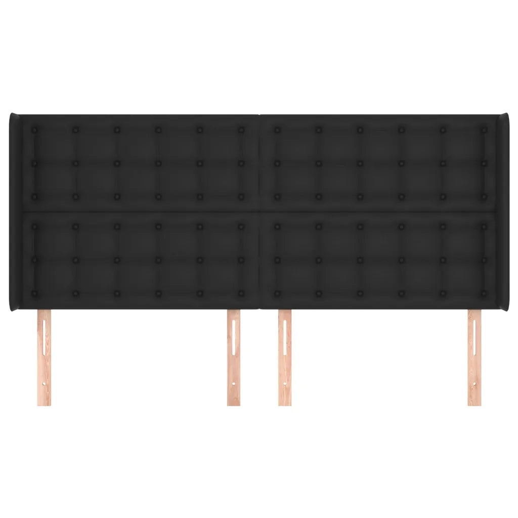 Testiera ad Orecchio-Testata con Orecchie Nera 203x16x118/128 cm in Similpelle 760137