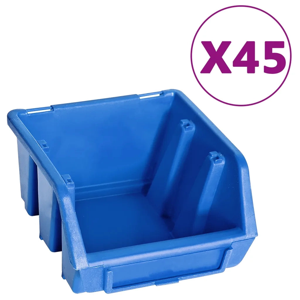Kit Contenitori 48 pz con Pannelli a Parete Blu e Nero CFW6027972