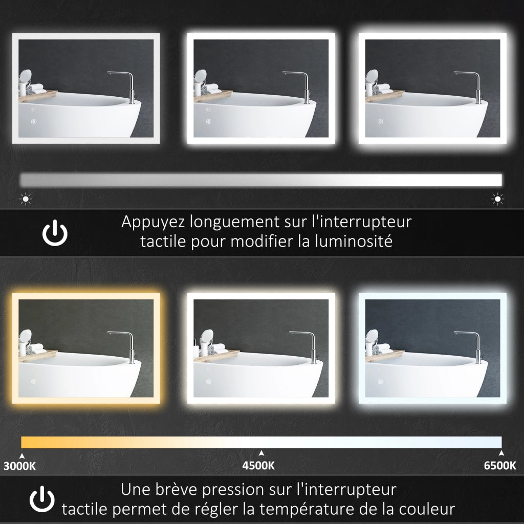 Specchio da Bagno LED ¨C zephmum ¨C Bianco 70x50 cm