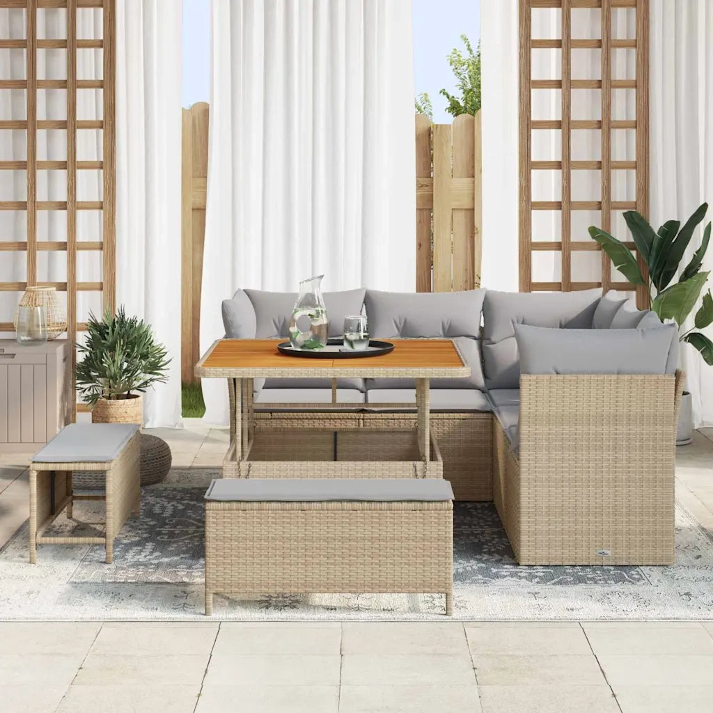 Set Divano da Giardino 8 pcs Beige polyrattan 3361477