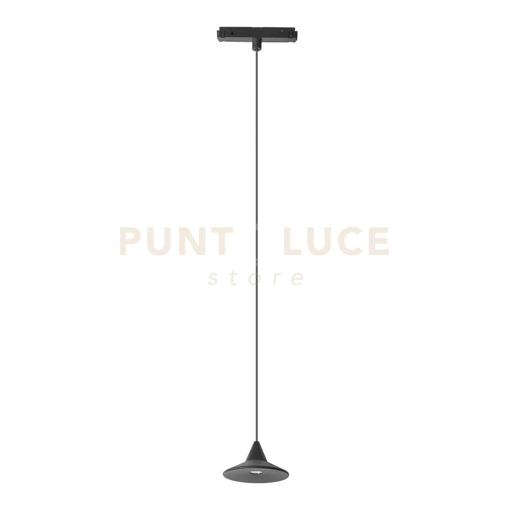 LIVORNO S - SOSPENSIONE COLORE NERO PER BINARIO 48V INCASTRO MAGNETICO LED 3000K 325LM 7W