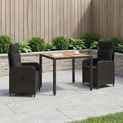 Set da pranzo per esterni 3 pz Nero 3422262