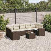 Set Divani da Giardino 8 pz con Cuscini Marrone in Polyrattan 3222342