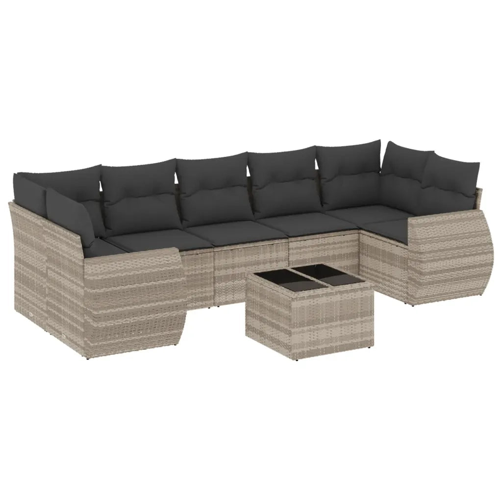 Set Divano da Giardino 8pz con Cuscini Grigio Chiaro Polyrattan 3253479