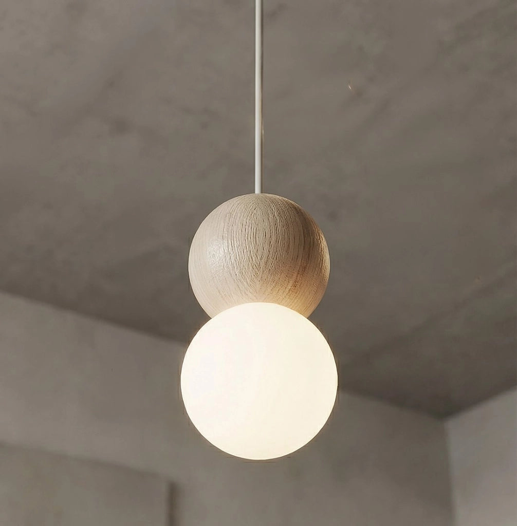Lampada sospesa LOOP Emibig 1xG9 8W beige legno vetro