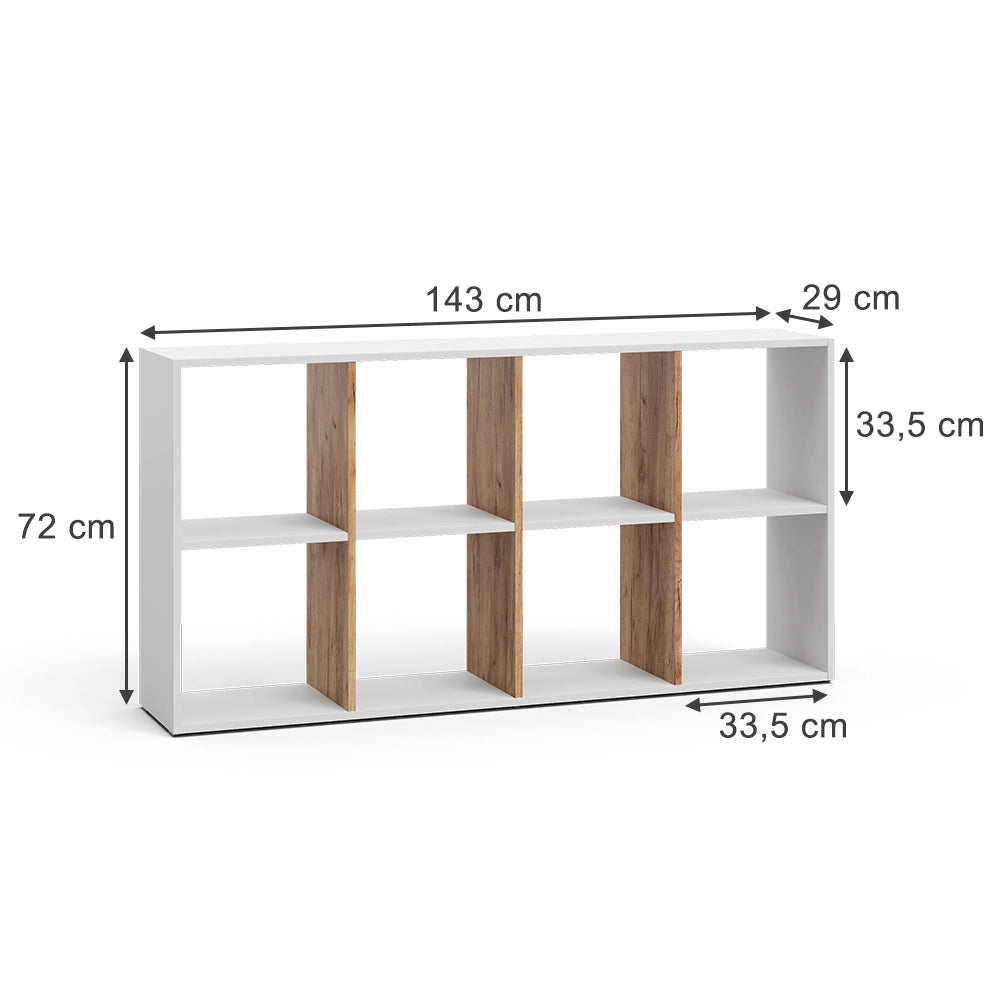 Vicco Scaffale Rovere bianco/dorato 143 x 72 cm