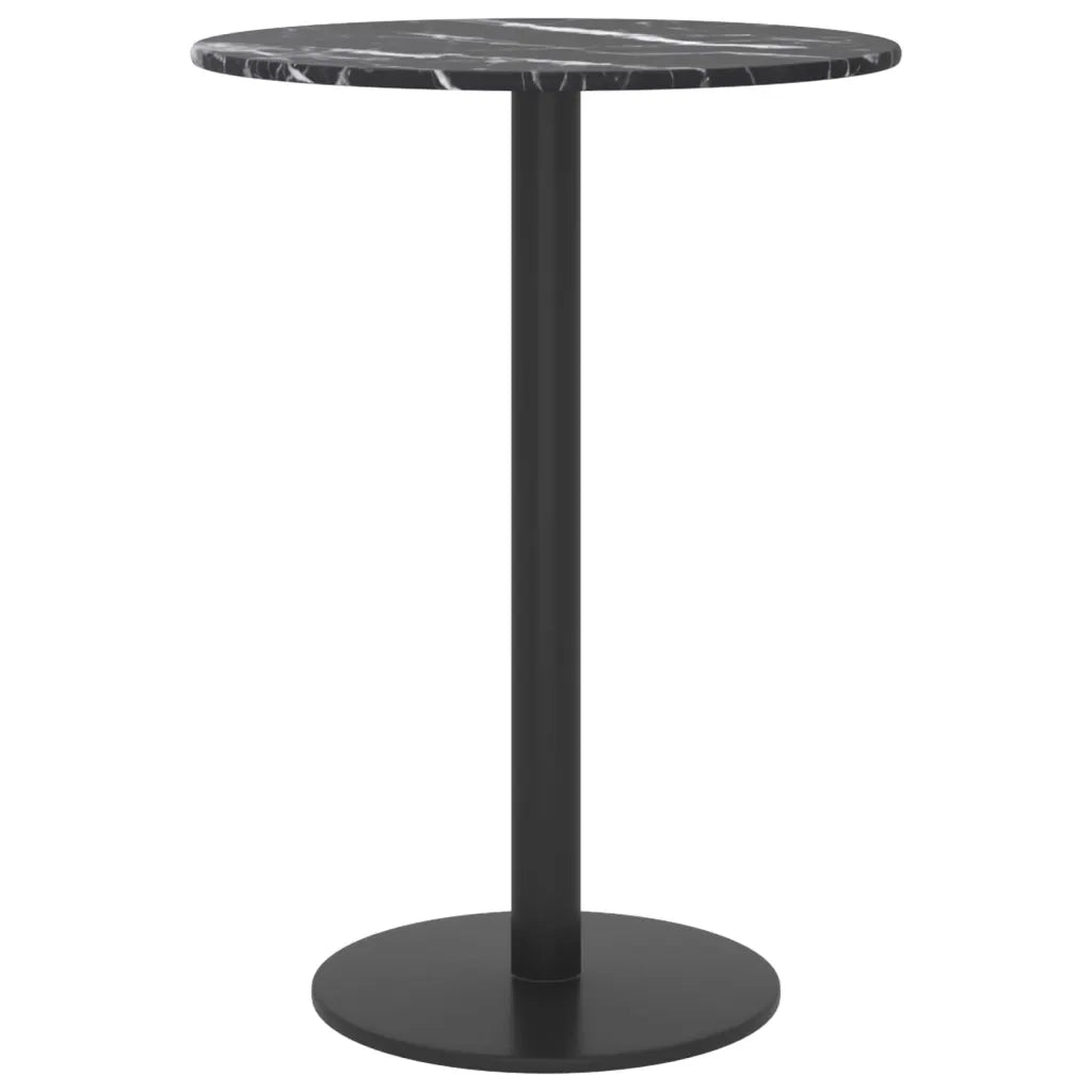 Piano per Tavolo Nero Ø30x0,8 cm Vetro Temperato Design Marmo 322261