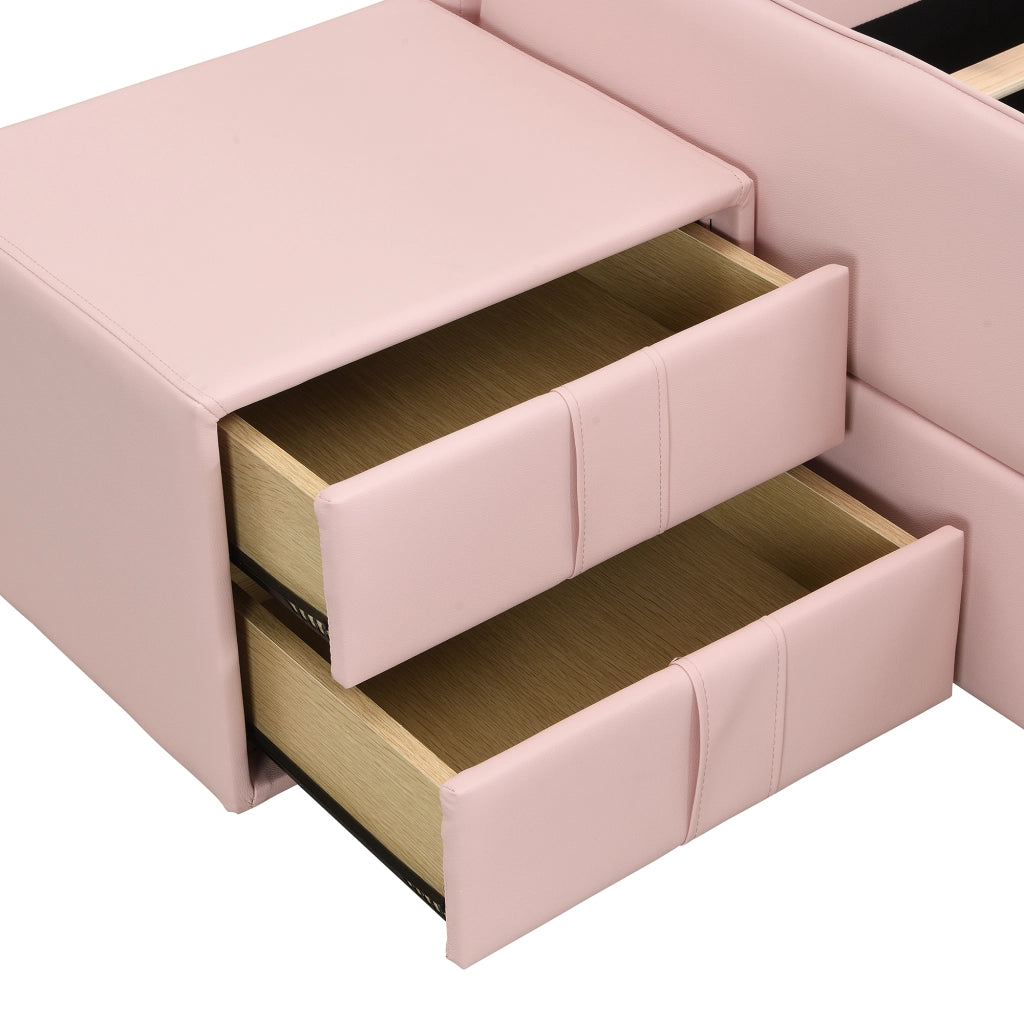 LETTO imbottito a forma di orso 90x200 cm rosa con comodino