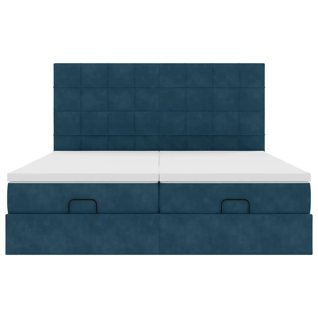 Pouf Letto con Materassi e LED Blu Scuro 200x200cm Velluto 3314631