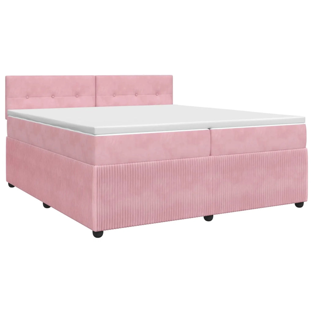 Letto box spring con materasso Rosa 200 x 200 cm Velluto 3451750