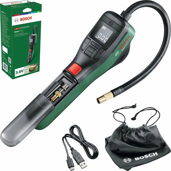 Mini compressore Bosch EasyPump 3,6V – gonfiatore portatile digitale 10,3 bar con Auto Stop e USB-C