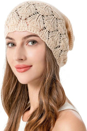 Cappello Slouchy per Donna - Capuccio Leggero e Soffice - Cappello con Disegno a Maglia - Adattamento Stretto - Cappello alla Moda con Apertura