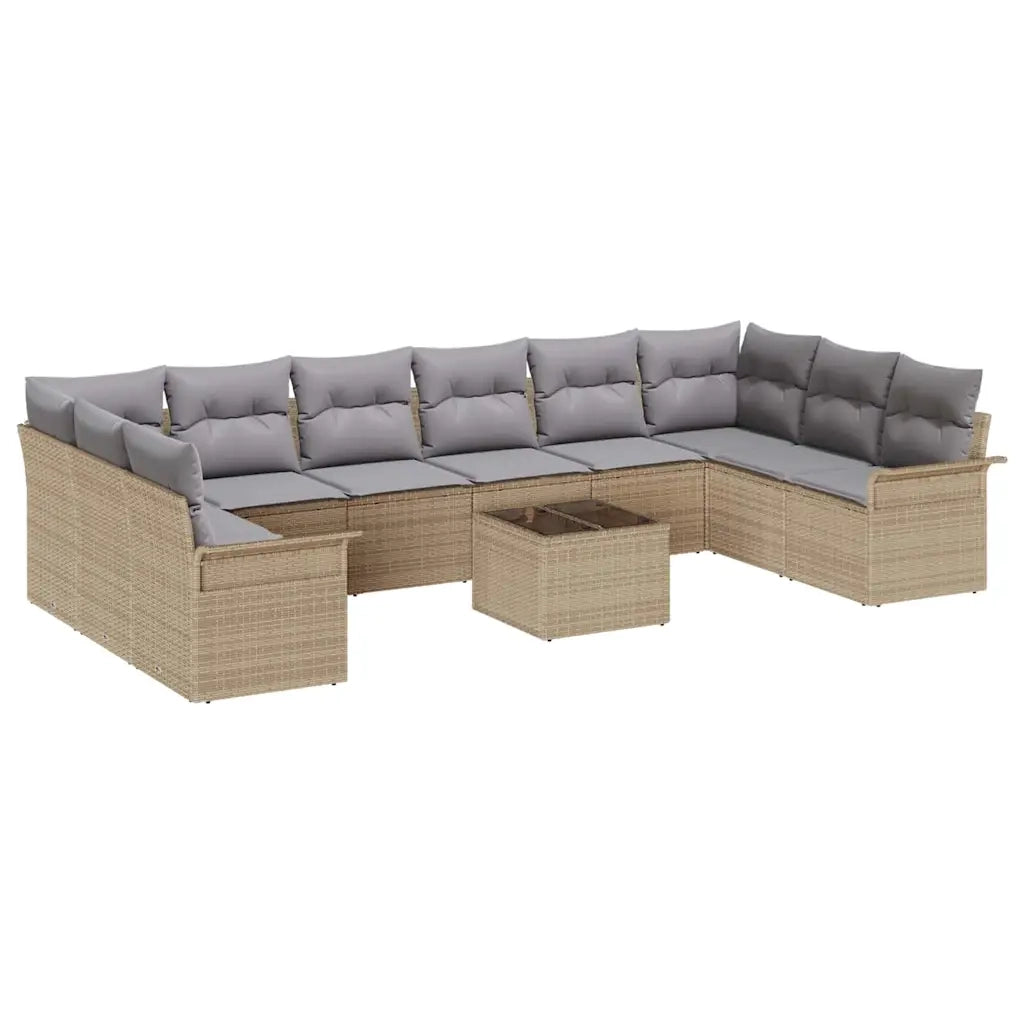 Set Divano da Giardino con cuscino 11 pcs Beige polyrattan 3345550