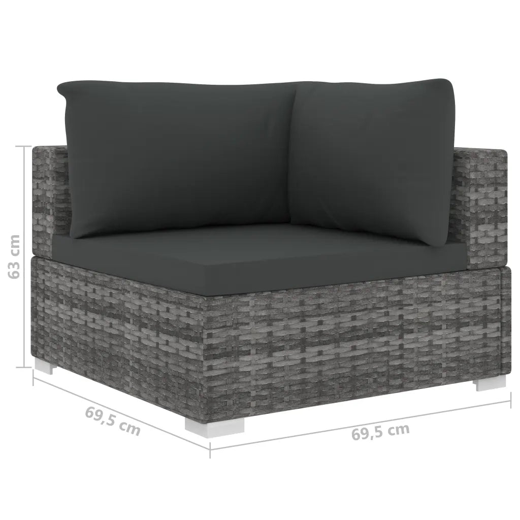 Set Divani da Giardino 10 pz con Cuscini in Polyrattan Grigio 48309