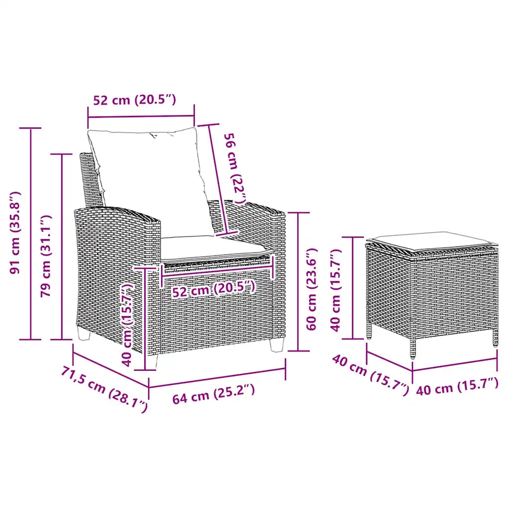 Set Divano da Giardino 4 pz con Cuscini Marrone in Polyrattan 4103864
