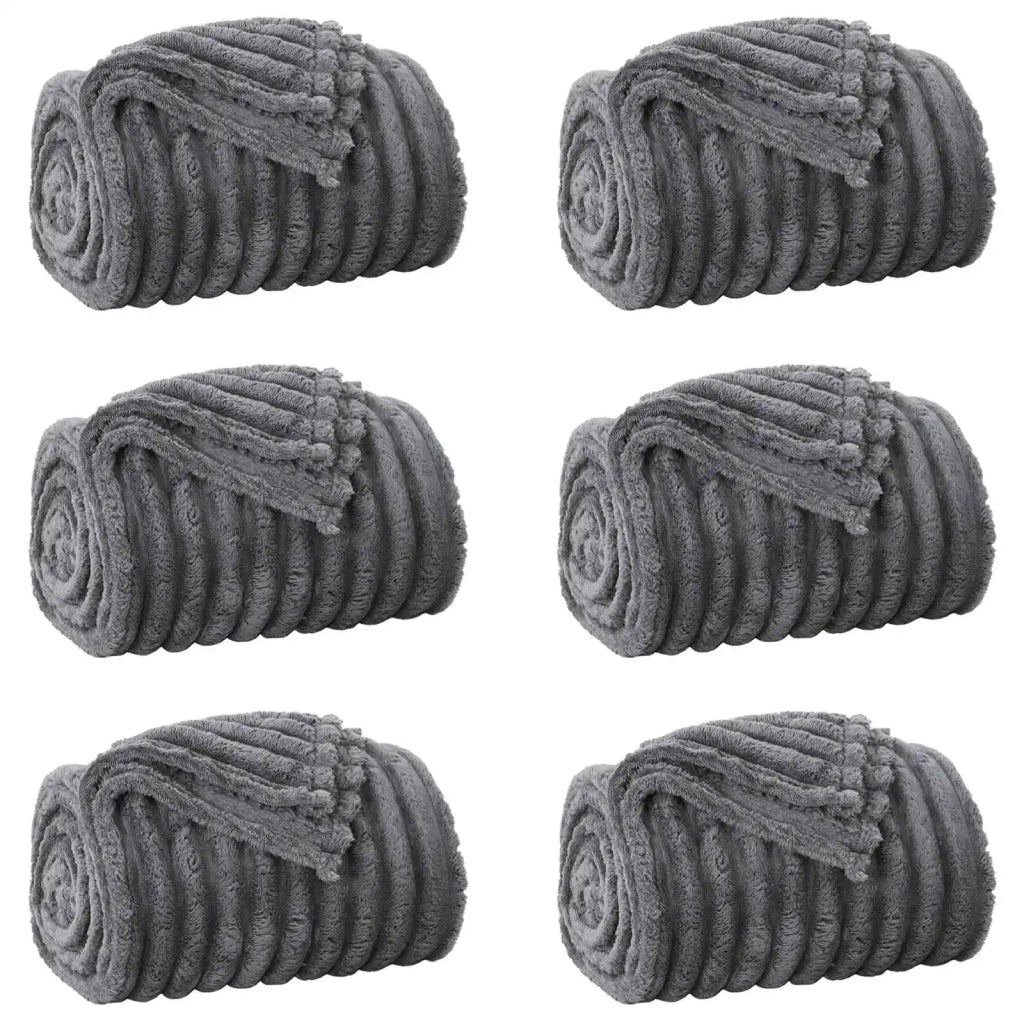 Coperte da Pile 6 pcs Grigio scuro 200 x 150 cm Panno 42016874