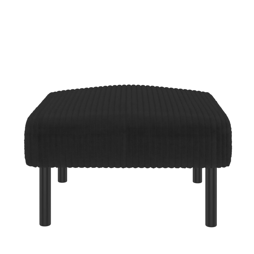 Set divano 3 pezzi in corda nero con divano 2 posti, poltrona e pouf, tasca laterale