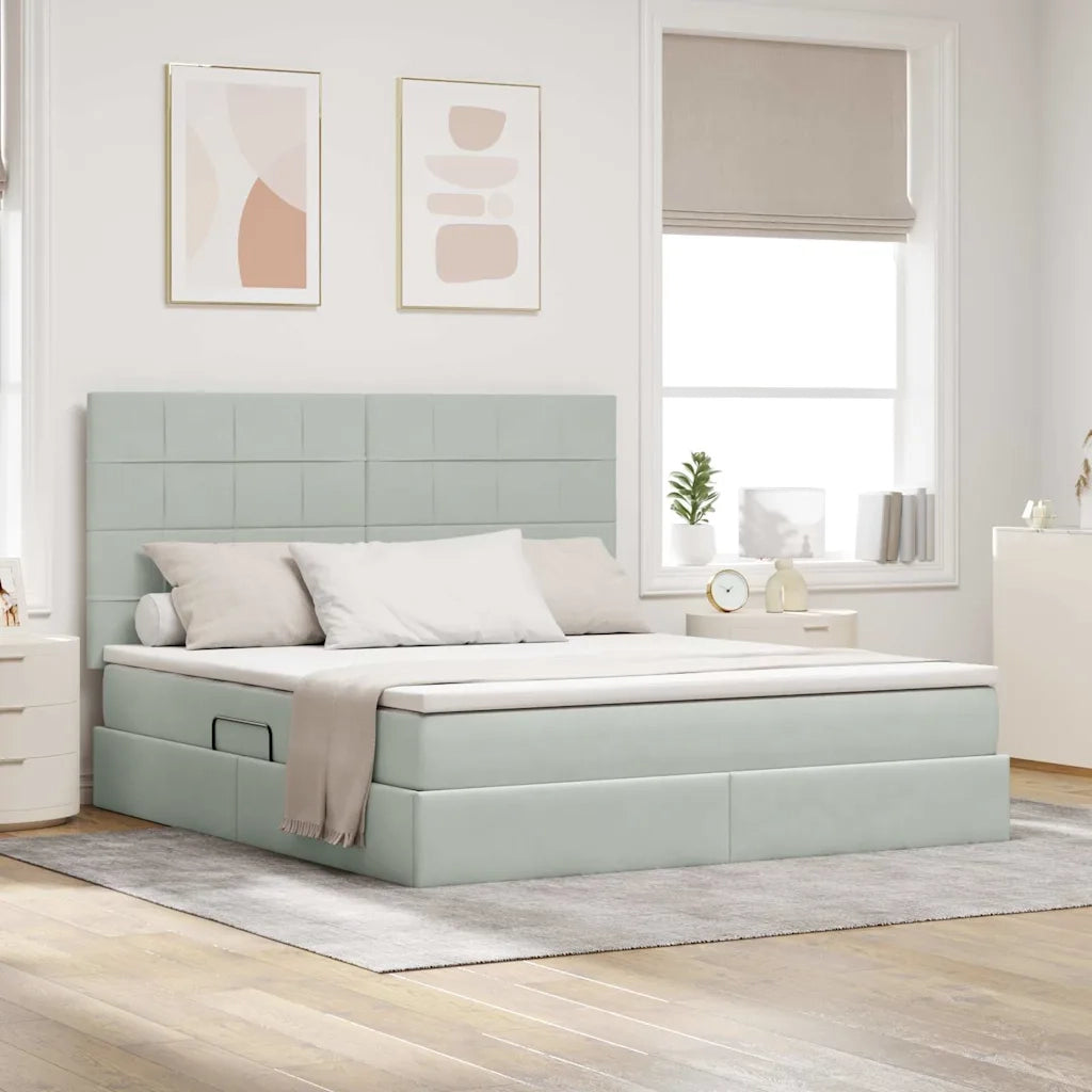 Letto con contenitore e materasso Grigio chiaro 180 x 200 cm 3372045