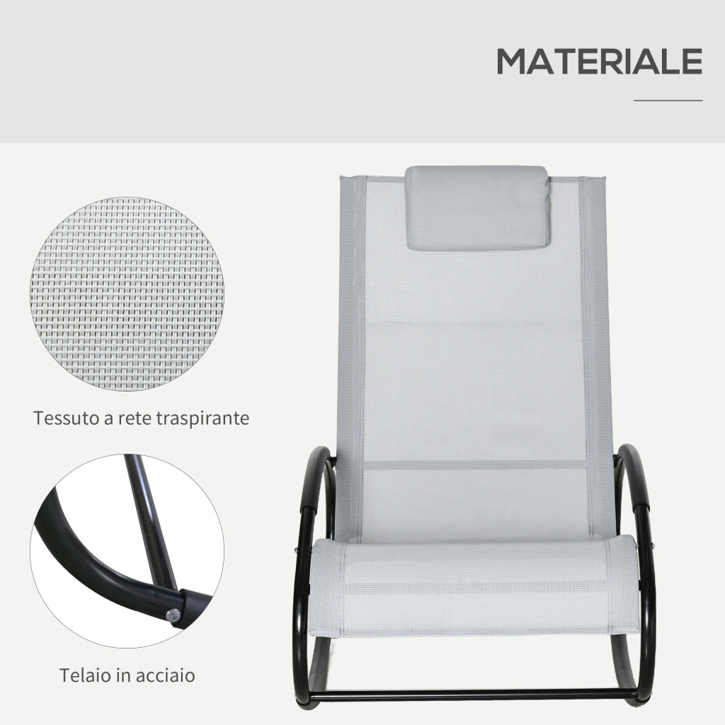 Sedia a Dondolo Zero Gravity ¨C Minimal ¨C Grigia 105x62x88 cm
