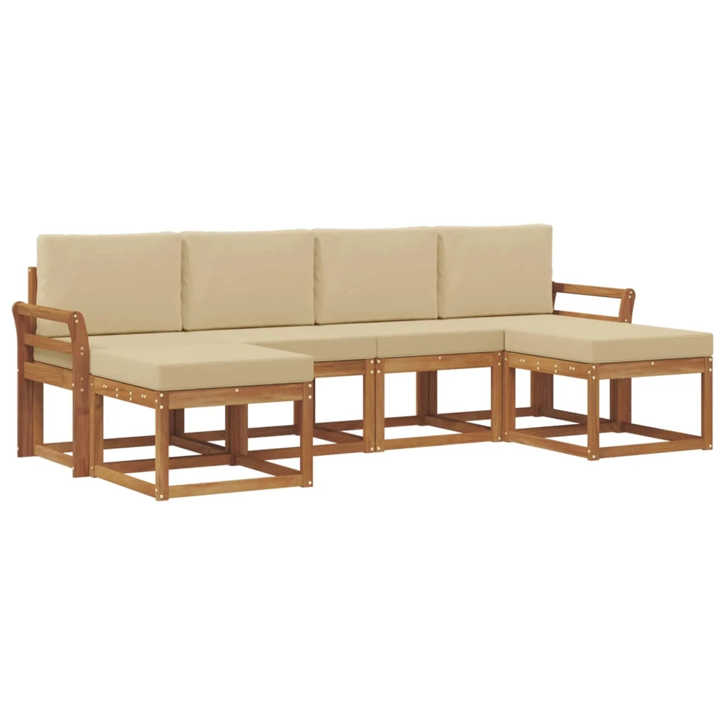Set di divani da esterno con cuscino 6 pcs Naturale e Beige 3366781