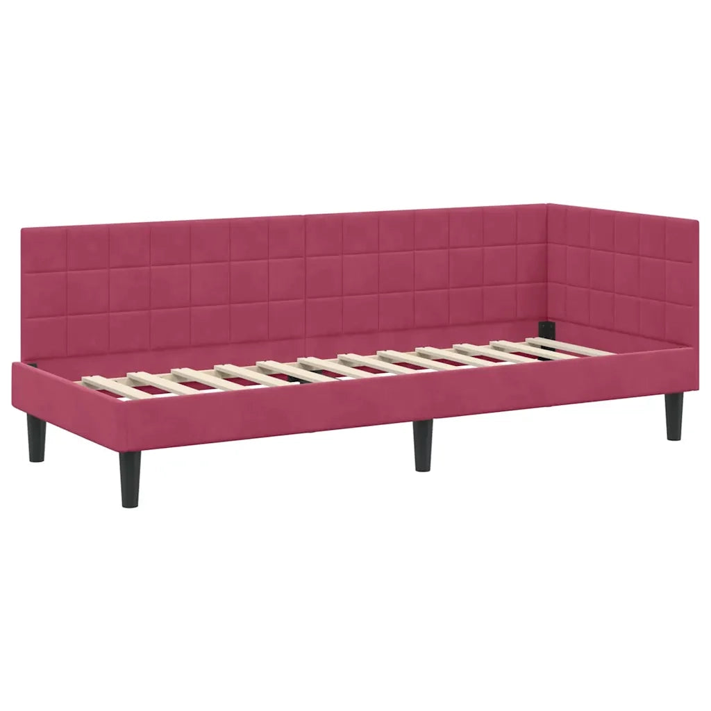 Cornice del letto ad angolo Rosso Vino 80 cm x 200 cm Velluto 42016412