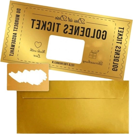 Regalo personalizzabile con cartoncino decorato e adesivi - inclusi buste e biglietti di auguri d'oro