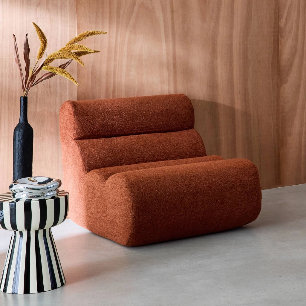 Poltrona bouclé testurizzata, 1 posto, terracotta