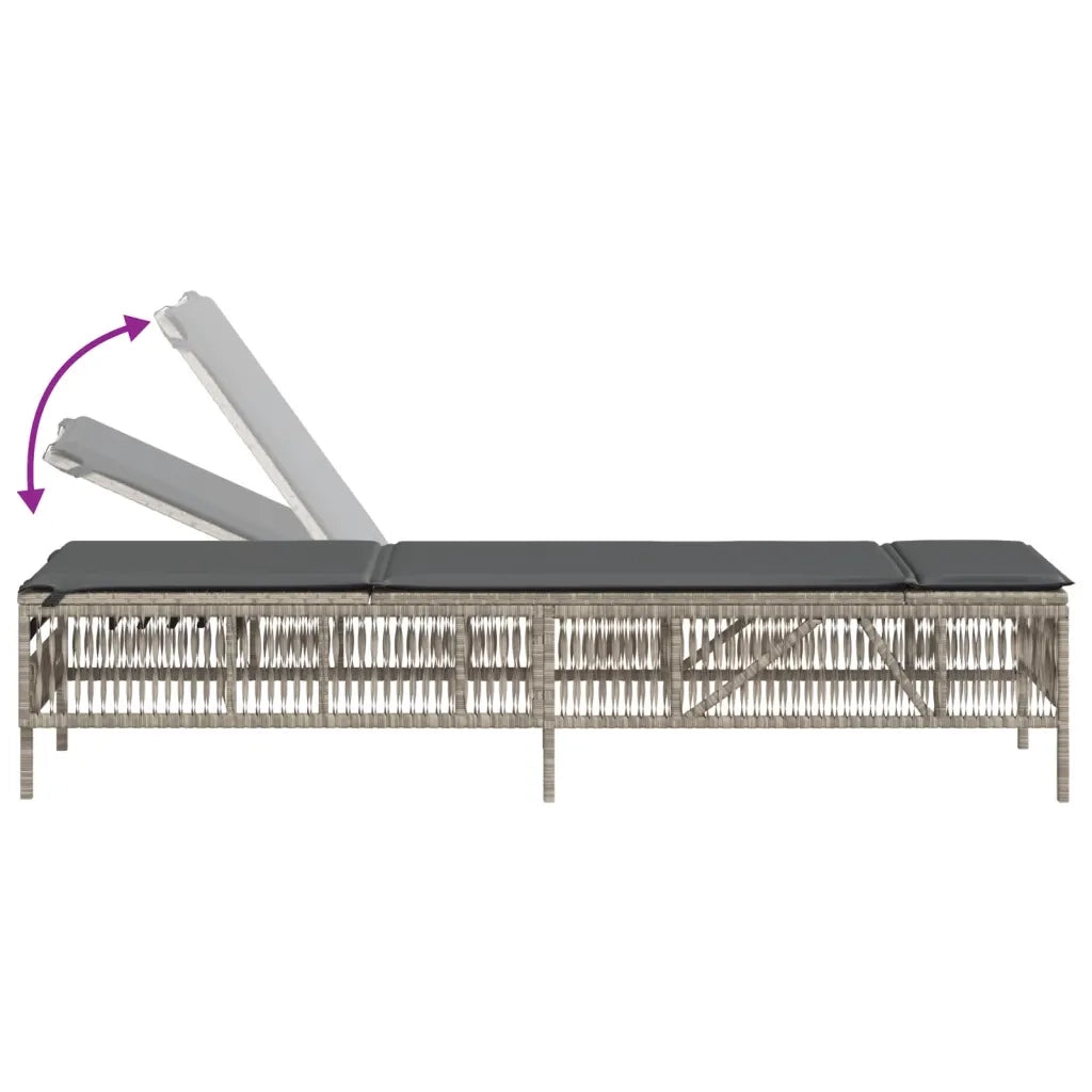 Lettino Prendisole 2 pz con Cuscini Grigio Chiaro in Polyrattan 3261601