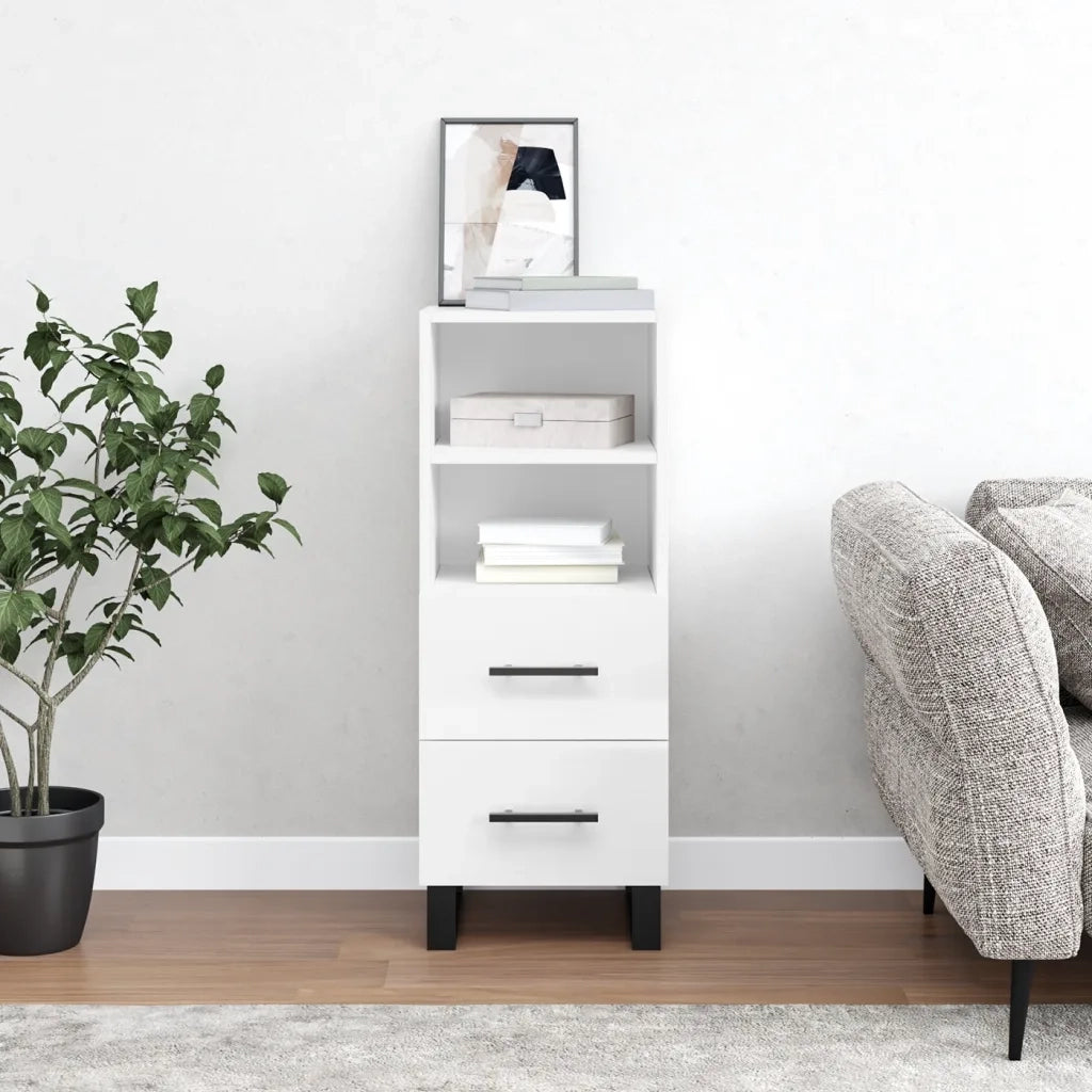 Credenza-Buffet-Armadio da cucina Bianco Lucido 34,5x34x90 cm in Legno Multistrato 198764