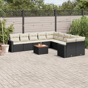 Set Divani da Giardino 11 pz con Cuscini in Polyrattan Nero 3256644