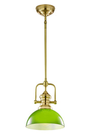 Lampada a sospensione industriale ottone verde E27 Jupiter