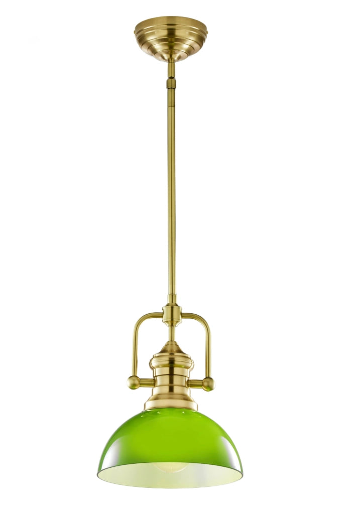 Lampada a sospensione industriale ottone verde E27 Jupiter