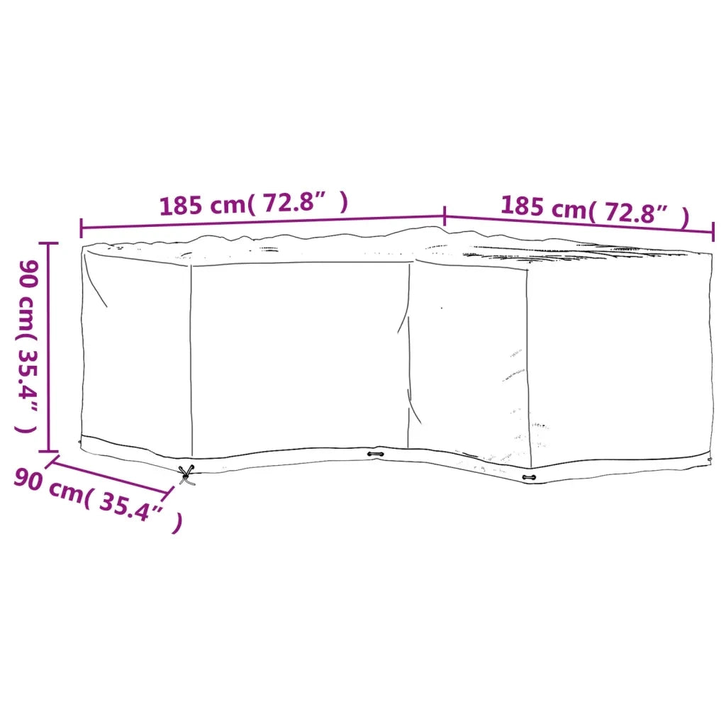 Copertura Mobili da Giardino a L 12 Occhielli 185x185x90 cm 319314