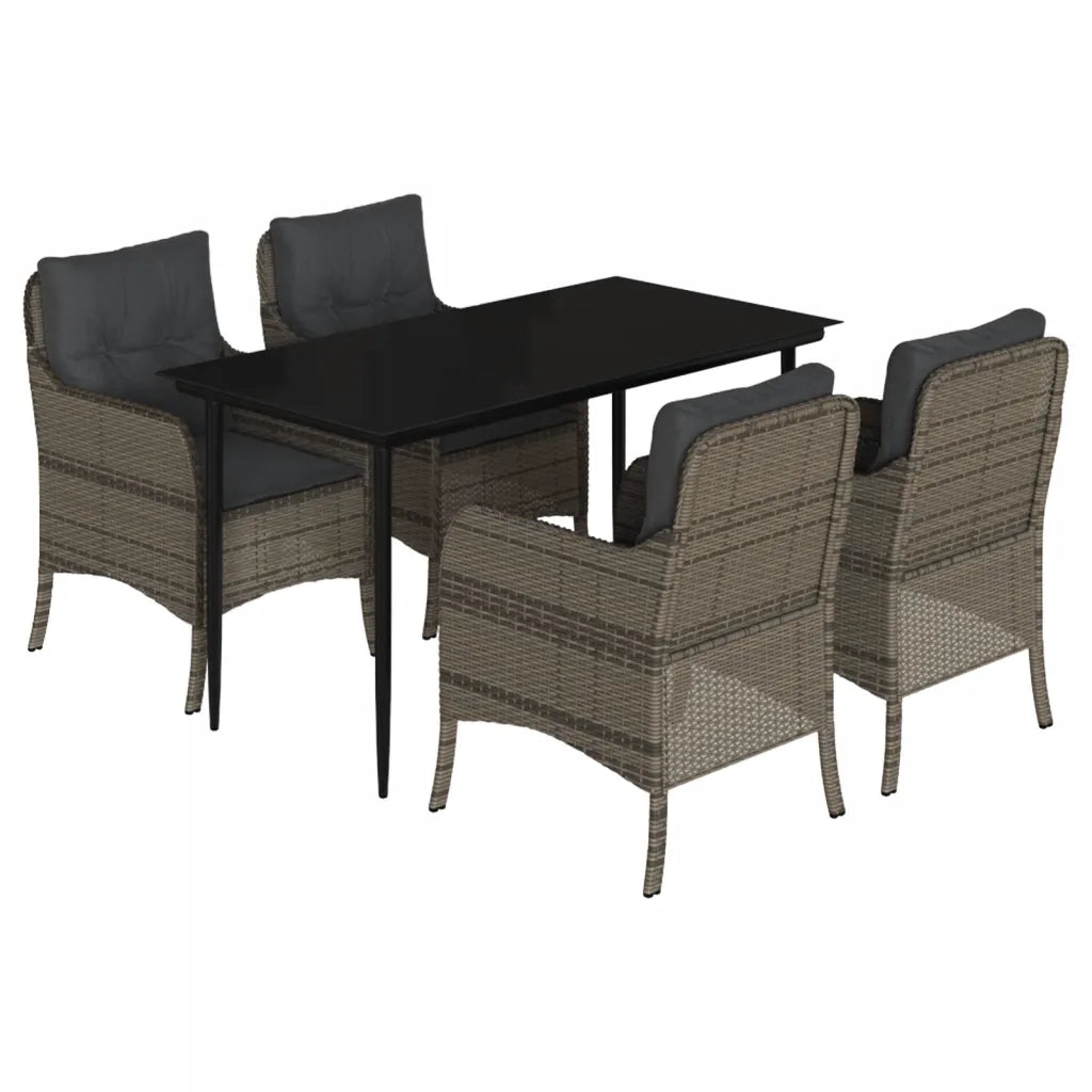 Set da Pranzo da Giardino 5 pz con Cuscini in Polyrattan Grigio 3211950