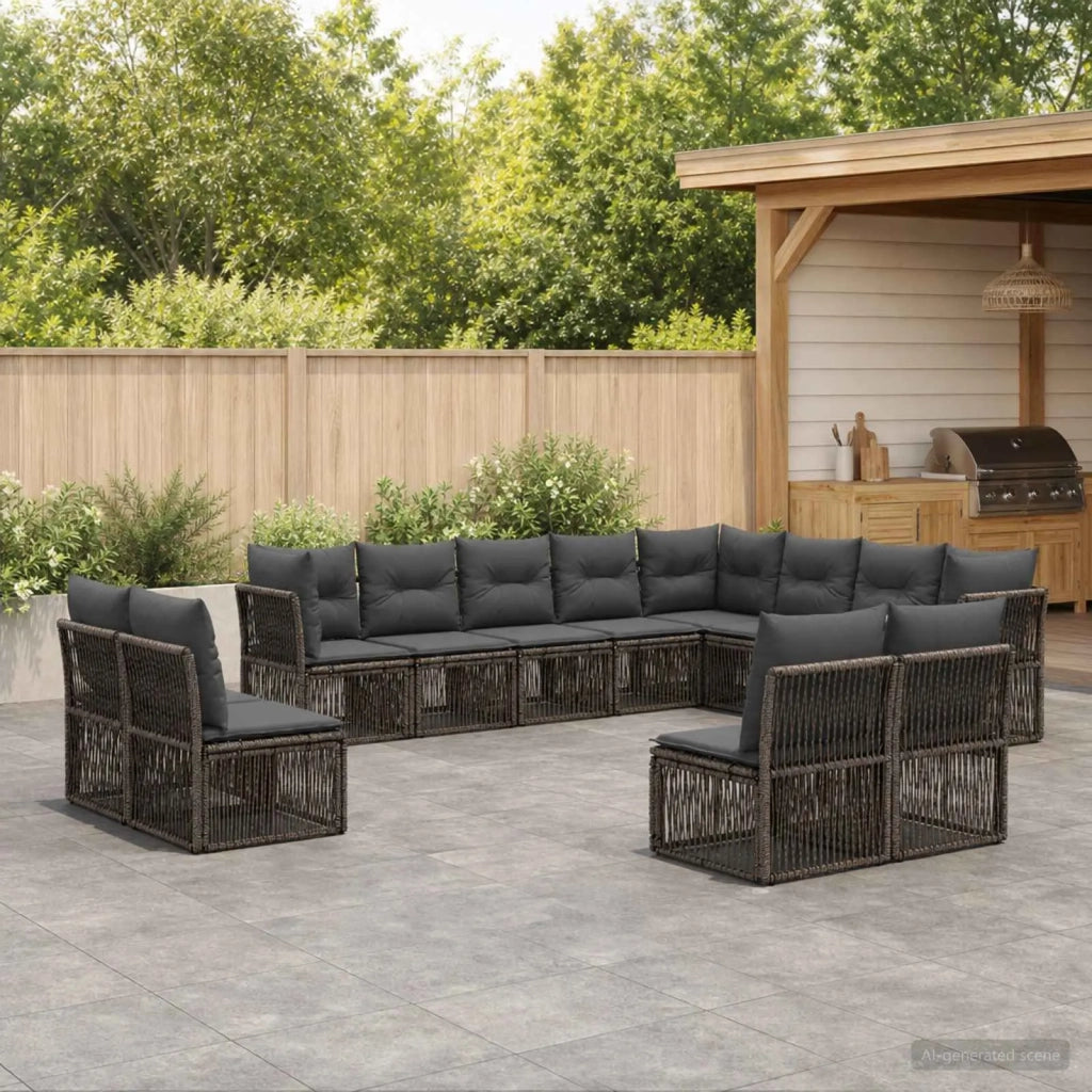 Set Divano da Giardino 12 pz Grigio polyrattan 3434411