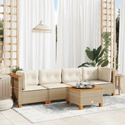 Set Divano da Giardino 5 pz con Cuscini Beige in Polyrattan 3261727