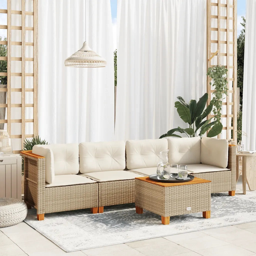 Set Divano da Giardino 5 pz con Cuscini Beige in Polyrattan 3261727