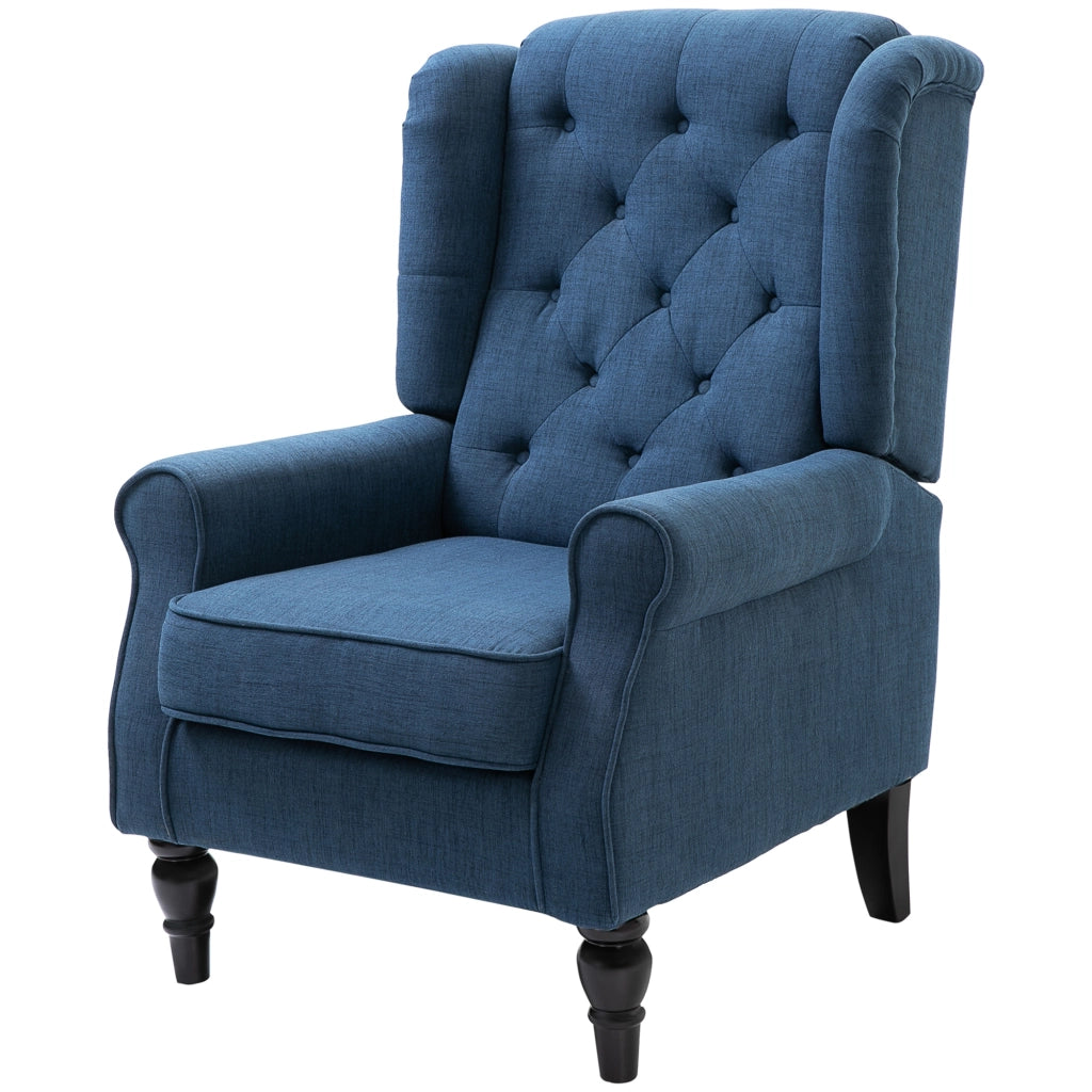 Poltrona Relax in Velluto Blu con Cuscini ¨C Minimal ¨C 74x86x102 cm