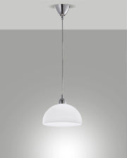 Lampada a Sospensione Nice in Metallo e Vetro Centrifugato Colore Bianco Attacco E27 60W Diametro 26cm IP20 Classe 1 Codice Articolo 2908-44-102