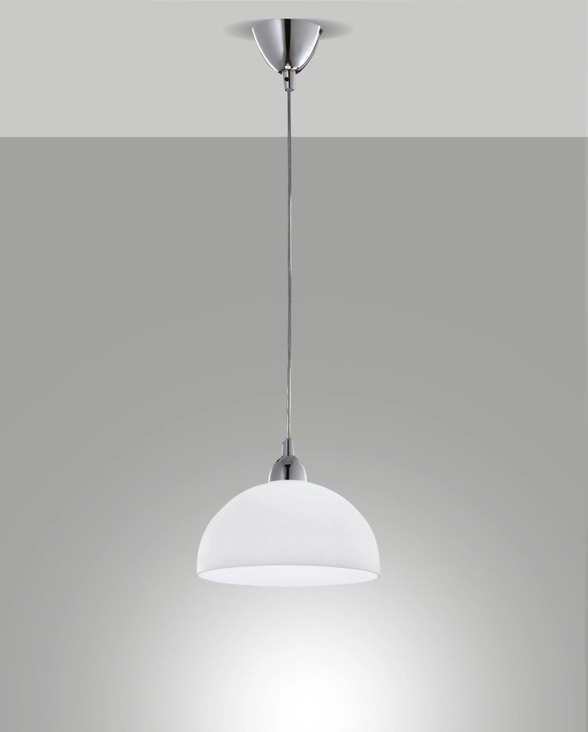 Lampada a Sospensione Nice in Metallo e Vetro Centrifugato Colore Bianco Attacco E27 60W Diametro 26cm IP20 Classe 1 Codice Articolo 2908-44-102