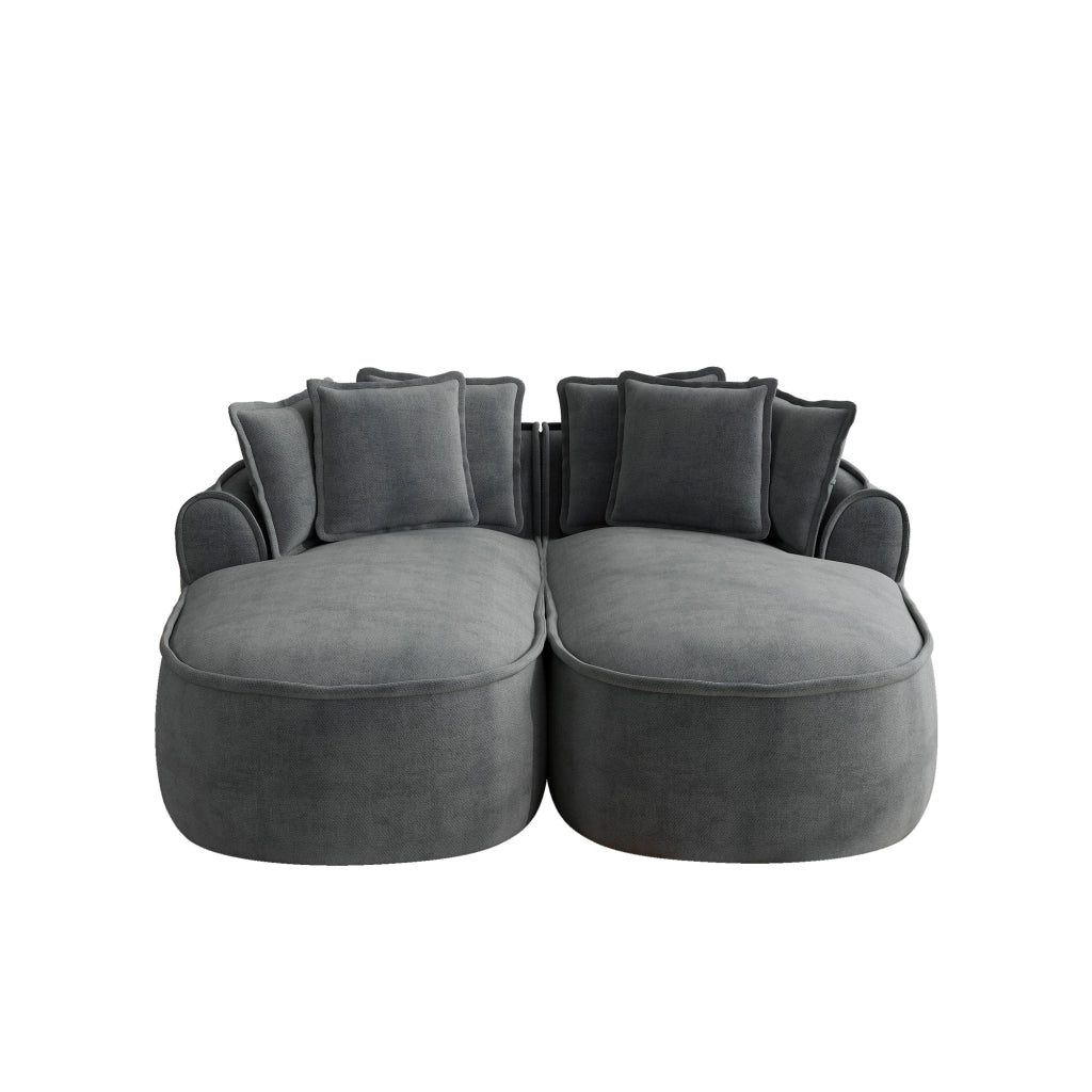 Divano Chaise Longue Doppio in Chenille con Cuscini ¨C MINIMAL ¨C Grigio